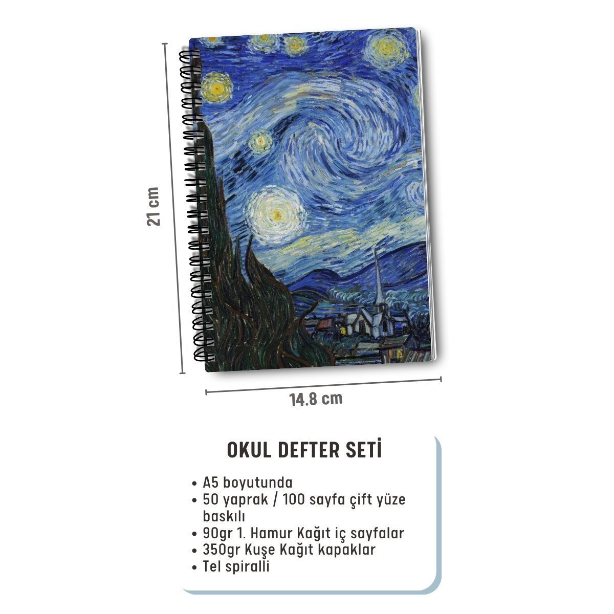 Van Gogh 4'lü Okul Defter Seti resmi